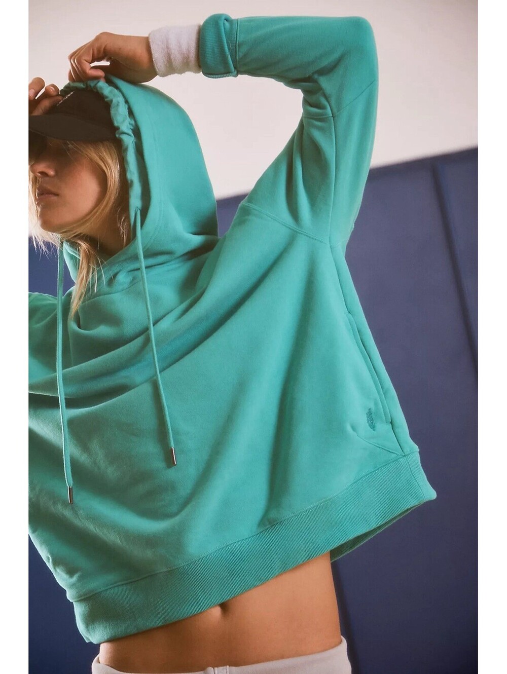 Free People Movement Double Overtime Hoodie Teal Green Size Small Comfort Cozy